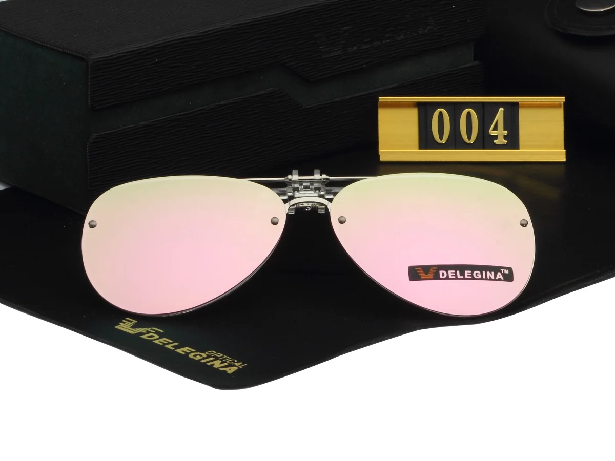 004 Mirrored Pink Новинка унисекс Мода без оправы стиль клипса для очков флип-ап поляризованные клипсы зеркальные солнцезащитные очки - Цвет линз: 004 Mirrored Pink