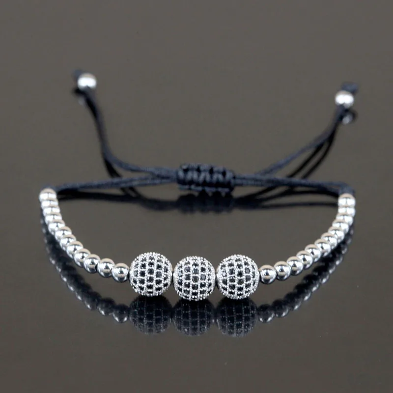 Классический высококачественный шаровой браслет из 3 фианитов с медными