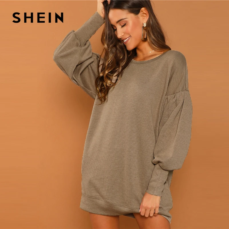 SHEIN Платье-Свитер С Капюшоном, Женское Повседневное Платье-Толстовка С Длинным Рукавом, Спортивное Теплое Платье