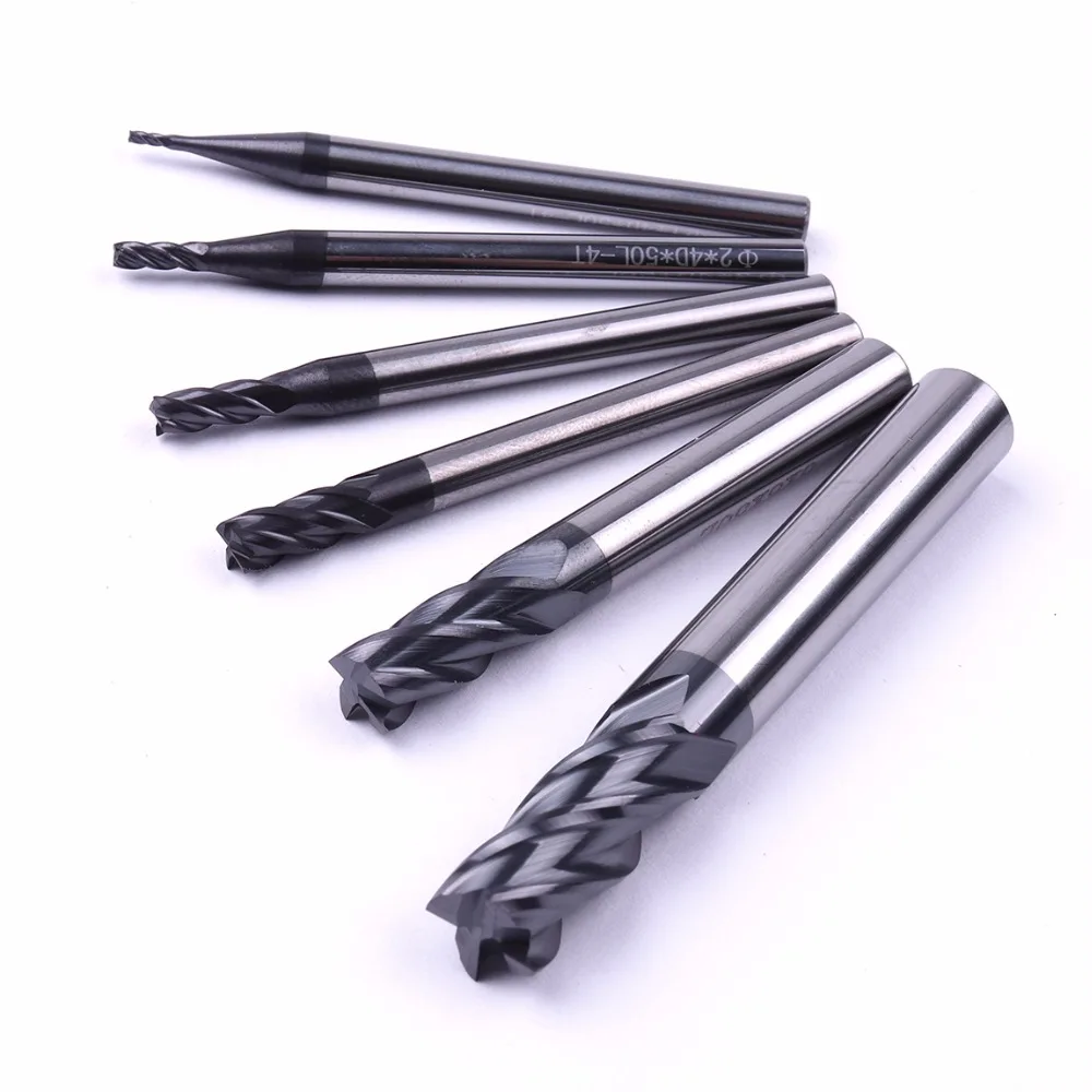 1PC Tungsten Steel End Mill 4mm 6mm 8mm Straight Shank 4 Flute Milling CNC Cutter Drill Bits 1-8mm Bit Set | Инструменты