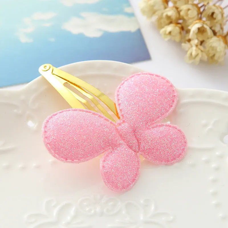 Pink Butterfly LNRRABC 1 шт., модные,, заколки для волос из искусственной кожи для девочек, бабочки, сердца, звезды, маленькие блестки, BB заколки для волос, аксессуары для волос - Цвет: Pink Butterfly