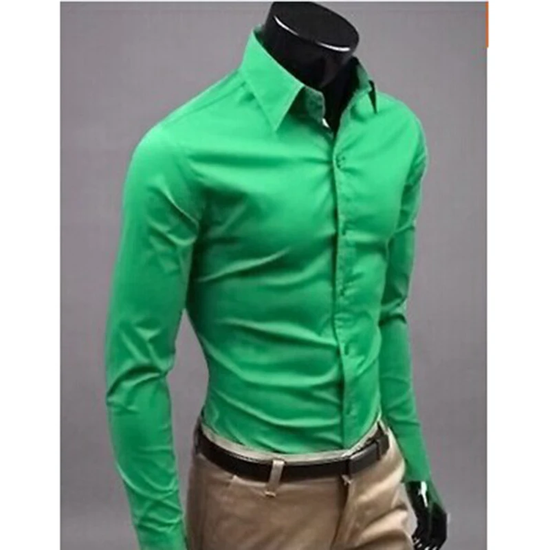 Популярные Внешнеторговые Мужчины С Длинным Рукавом Slim Fit Рубашки Однобортный