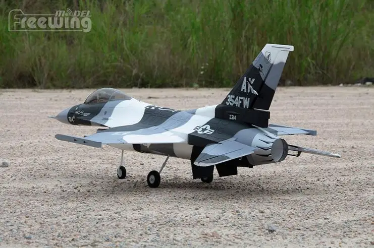RC plane EDF jet New Freewing Flightline F16 F 16 70 мм black camo комплект модели самолета с