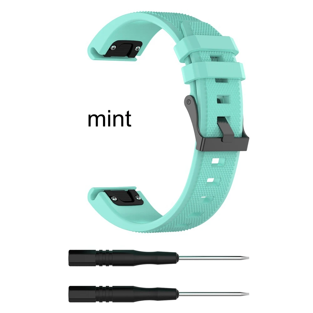 mint Качественный мягкий резиновый сменный ремешок для часов Quick Release силиконовый 22 мм браслет ремешок для Garmin Fenix 5/Forerunner 935/945 - Цвет: mint