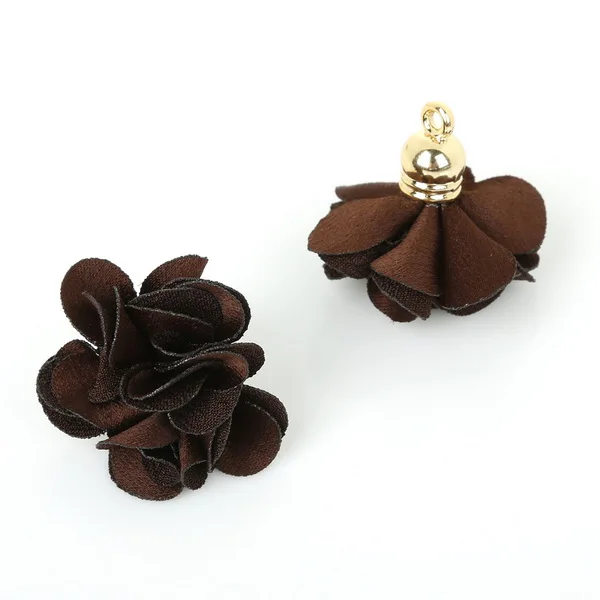 Dark Brown 10 шт./лот, модные подвески в виде цветов 3 см, кисточки/кисти, подходят для ручной работы, серьги/брелок/сумка, аксессуары для ювелирных изделий, изготовление ювелирных изделий - Цвет: Dark Brown