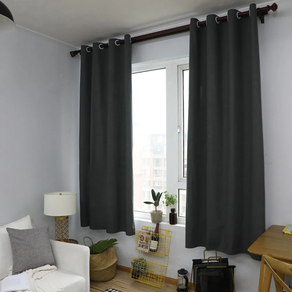 100% Cotton Curtain for living room blinds bedroom Bay Window Gray Semi-shading finished Cloth drapes 140x215cm 55*85in | Дом и сад
