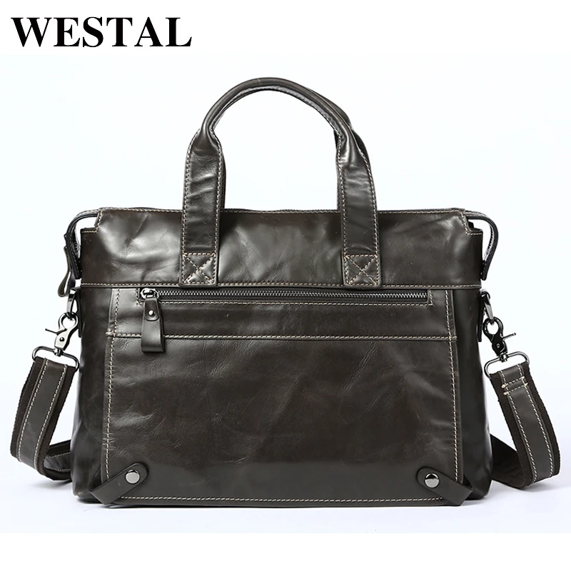Мужские кожаные сумки портфель WESTAL через плечо для ноутбука из натуральной кожи