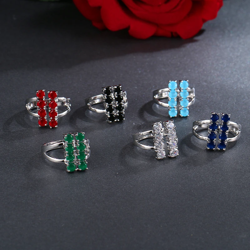 1 шт. Женское кольцо серебряного цвета с фианитом|cz rings|rings for womenring |