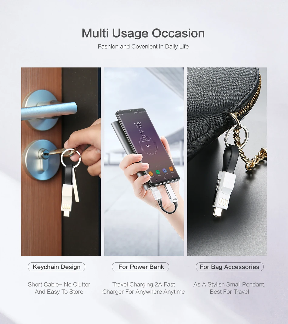 3 в 1 Micro usb type C кабель Портативный Ключ для iPhone Xs Max 8 7 6 Plus samsung мини брелок зарядное устройство зарядный адаптер USB кабель