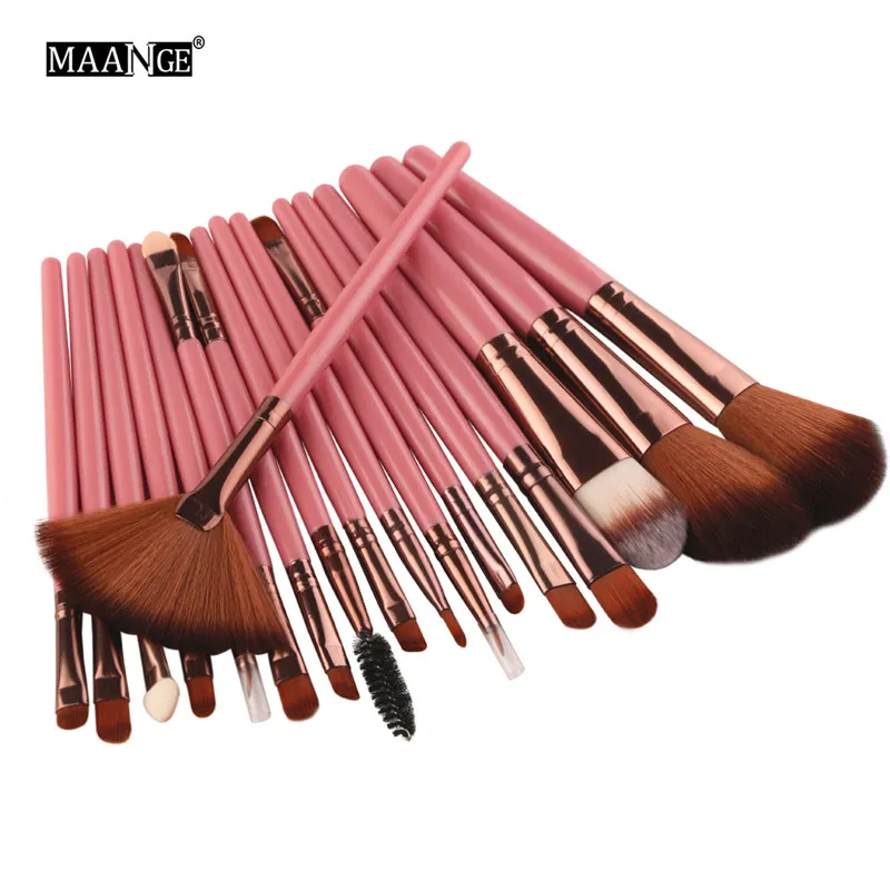 18PCS MAANGE Pro 10/18 шт. набор кистей для макияжа кисть для косметики Мощность основа для макияжа лица Румяна для смешивания теней для макияжа Pincel Mmaquiagem - Handle Color: 18PCS