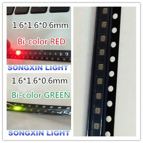 500 шт. 0603 1615 0606 красный зеленый двухцветный R/G 620 625nm/560 570nm прозрачный сверхъяркий SMD