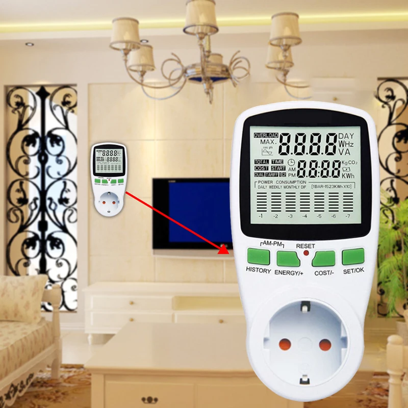 

Цифровой измеритель мощности, 220 В, с ЖК-дисплеем