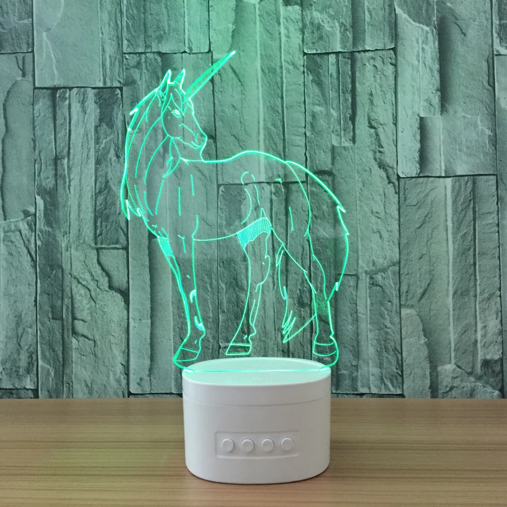 3D ночники в форме единорога музыкальная лампа с Bluetooth динамиком 5 цветов