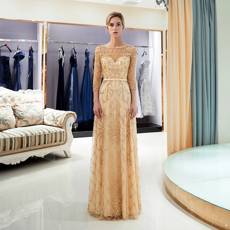 Очаровательные трапециевидные платья для выпускного вечера с рукавами три