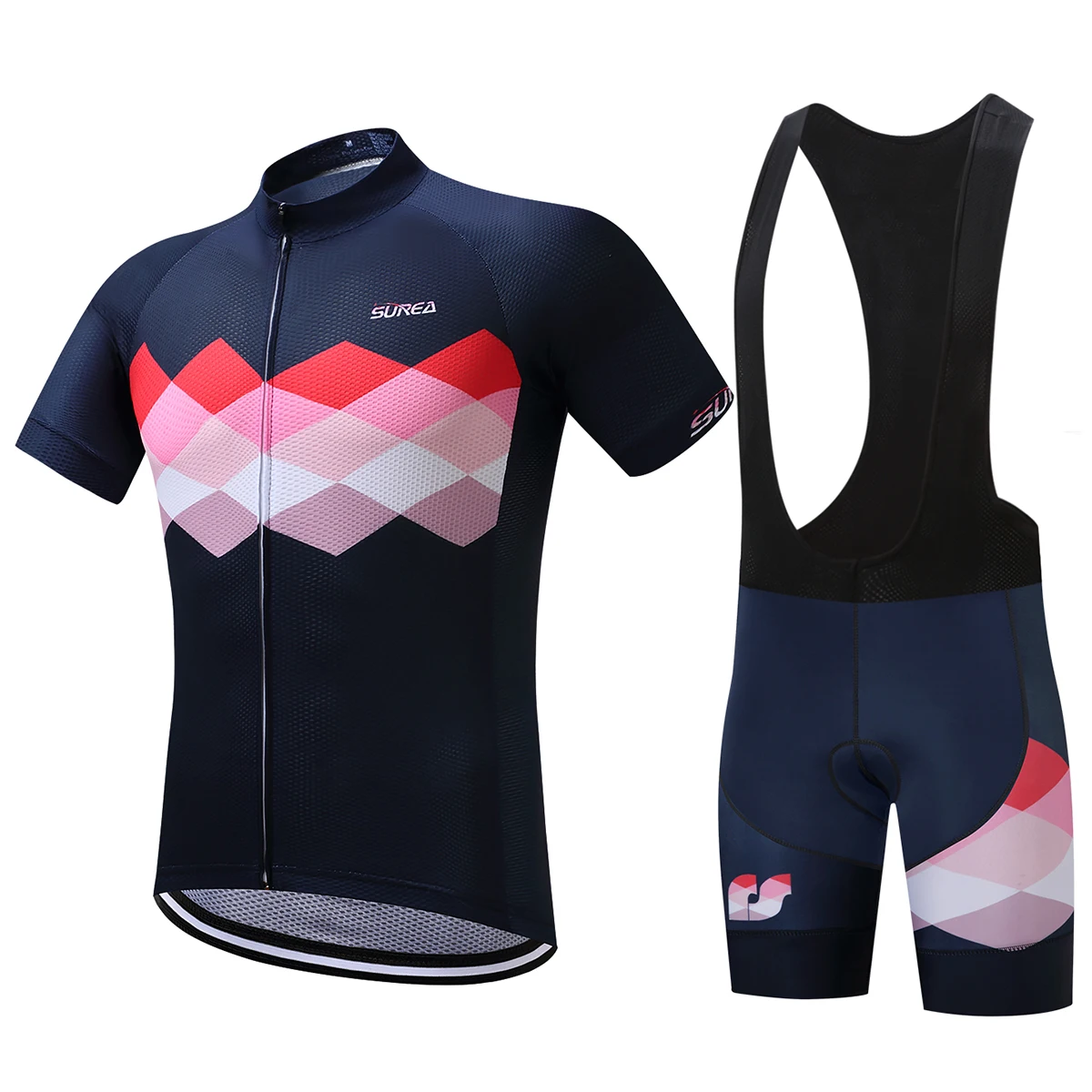 Black strap set Surea летний велосипедный костюм с короткими рукавами Ropa Ciclismo одежда для горного велосипеда/дышащая мужская спортивная одежда для велосипеда - Цвет: Black strap set