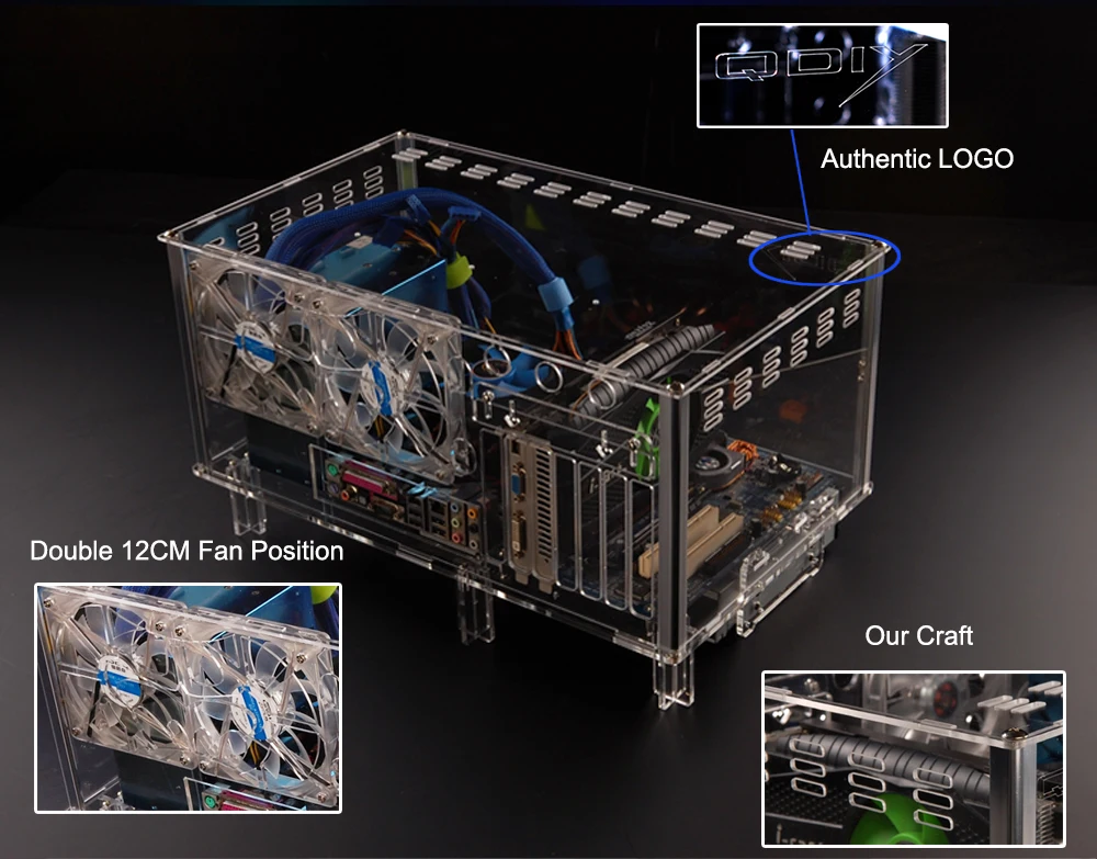 QDIY PC-D779XL E-ATX супер большая материнская плата персонализированный крутой ПК чехол с водяным охлаждением чехол для компьютера