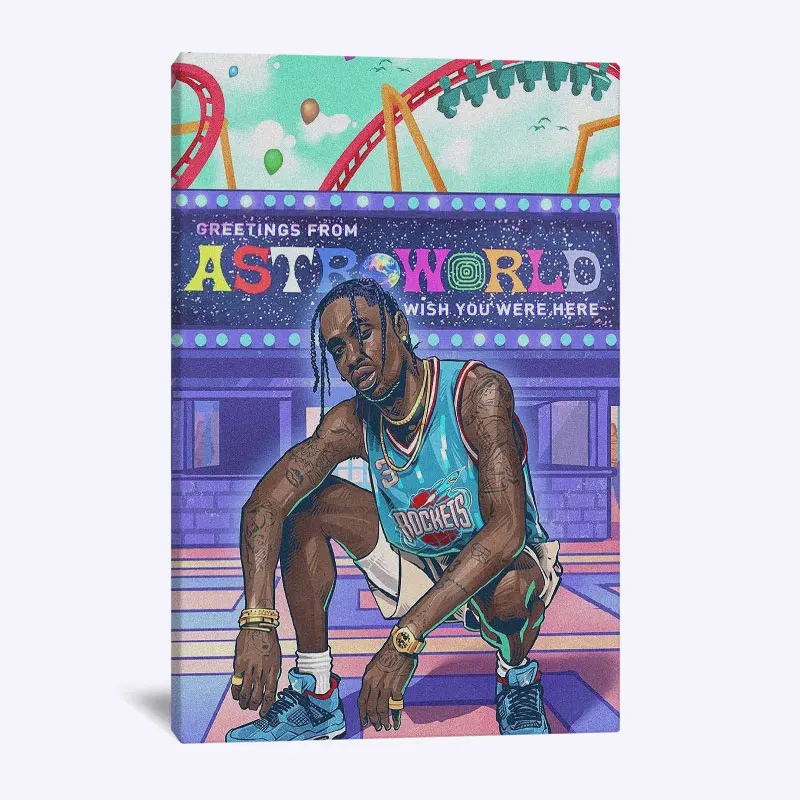 L 1005 Трэвиса Скотта рэппера Astroworld дома дети Детская гостиная спальня Плакат Картина Декор печать стены Искусство Холст - Цвет: L 1005