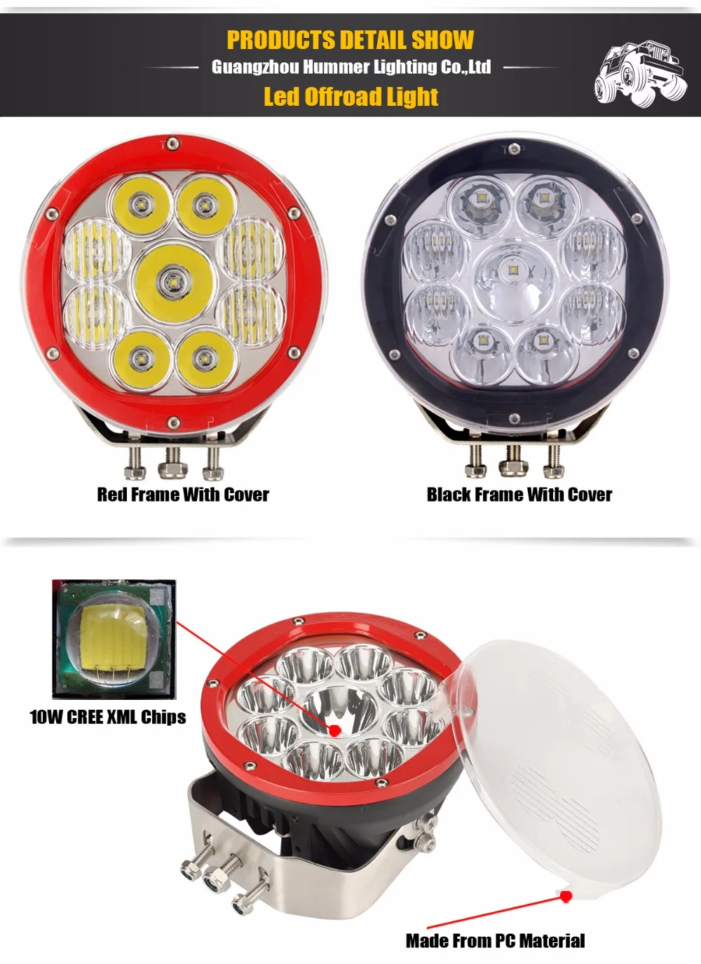 Светодиодный свет offroad 7 дюймов 90 Вт красные, черные LED пятно управляя свет для ATV 4x4 лодка off дорога Глава легкий автомобиль грузовик 4WD внедорожник x1pc