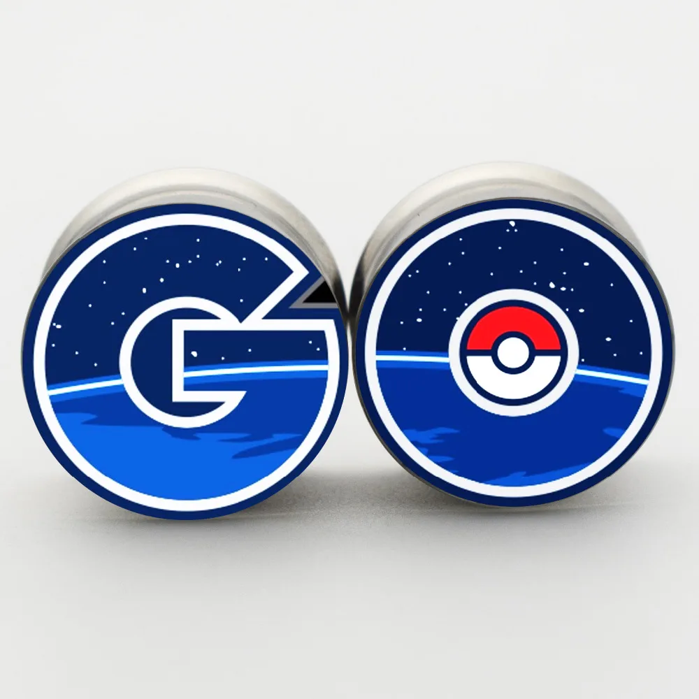 2pcs/Lot 316L Stainless Steel Pokemon Go Ear Gauge Plugs And Tunnels 2G-1'' Piercing Jewelry | Украшения и аксессуары