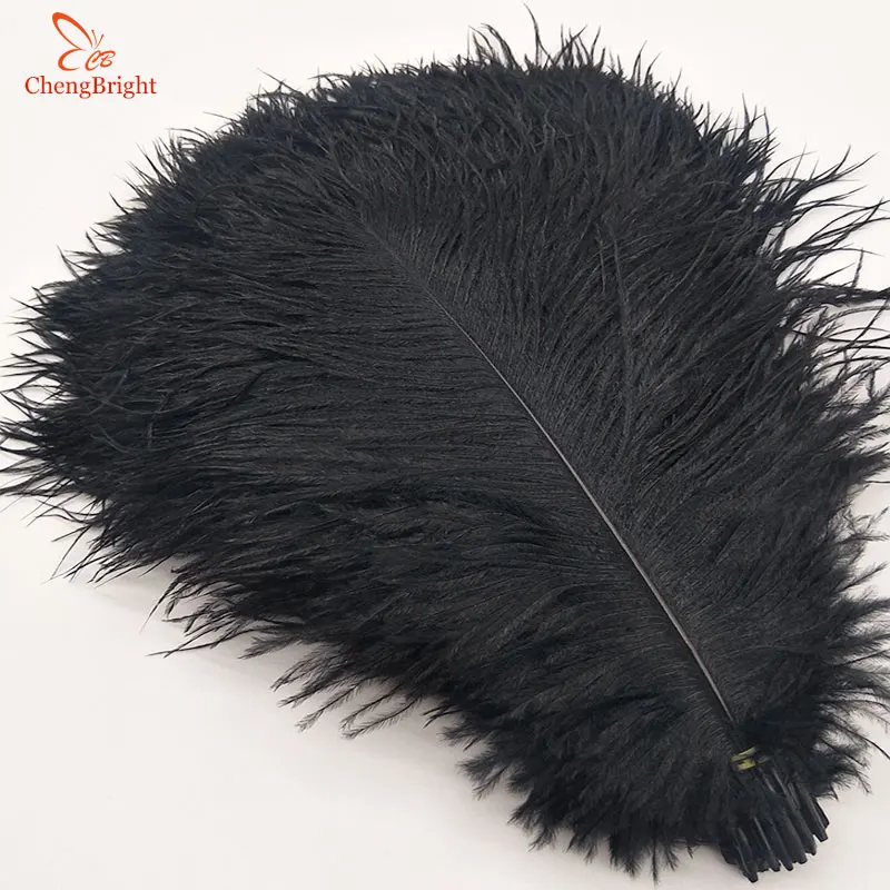 ChengBright-plumas de avestruz para fabricaci&oacute;n de joyas, accesorios de fiesta de boda, decoraci&oacute;n de boda, 25-30CM/10-12 pulgadas, 100 Uds.-1