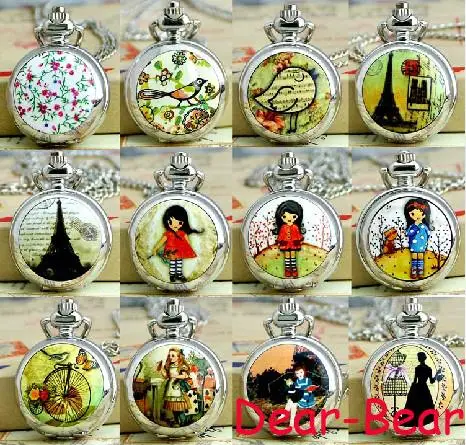 (APW008) керамические карманные часы в мультяшном стиле ожерелье цепочка подвеска 12