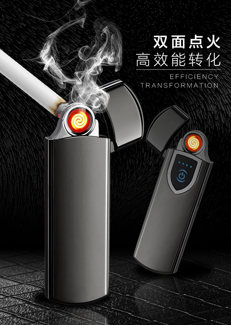 Мини-металлическая двухсторонняя зажигалка, Usb Зажигалка, сенсорные электронные зажигалки, новинка, электрическая зажигалка для мужчин