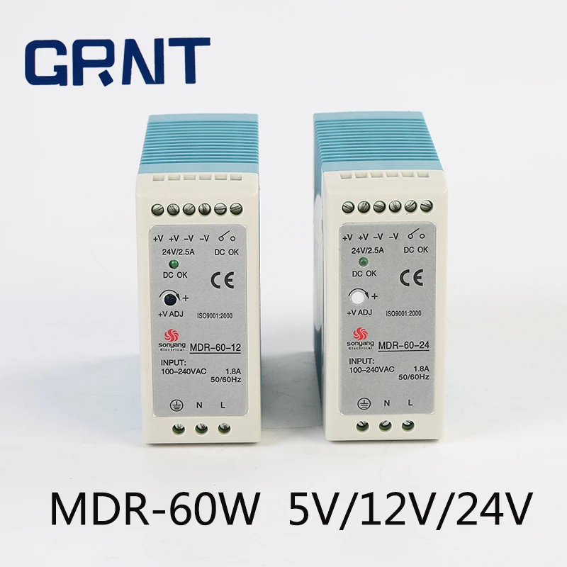 MDR-60W-5V/12V/24V Din Rail ультратонкий одновыходной импульсный источник питания