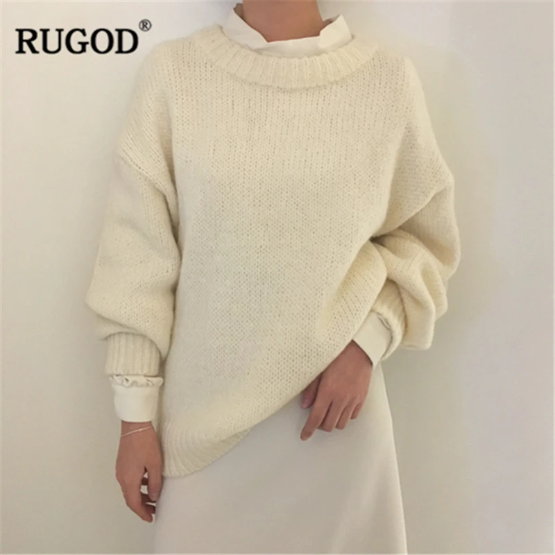 Женский свободный свитер RUGOD сезона осень-зима 2019 модный разноцветный пуловер из