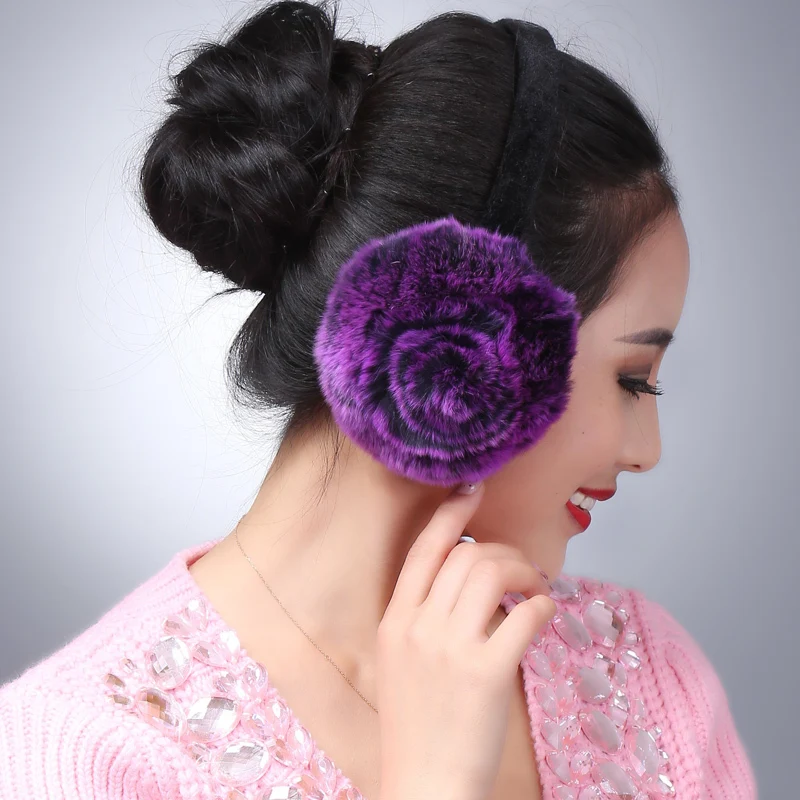 Женские зимние теплые наушники LIYAFUR натуральный мех кролика рекс|winter earmuff|fur