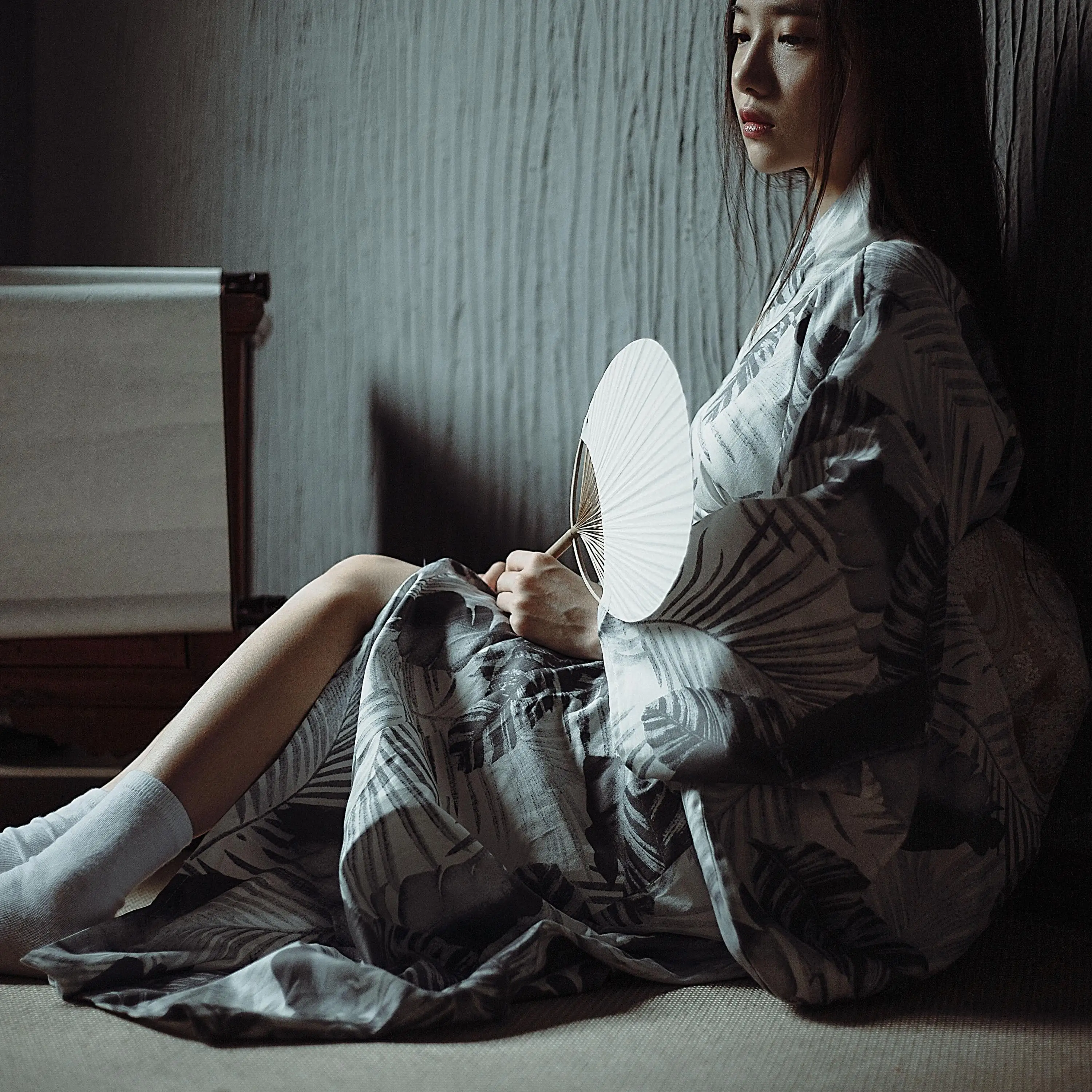 

Gray Vintage Girls Kimono Gown Japanese Style Long Robe Traditional Yukata Printed Female Evening Dress Cosplay Costume XS S M