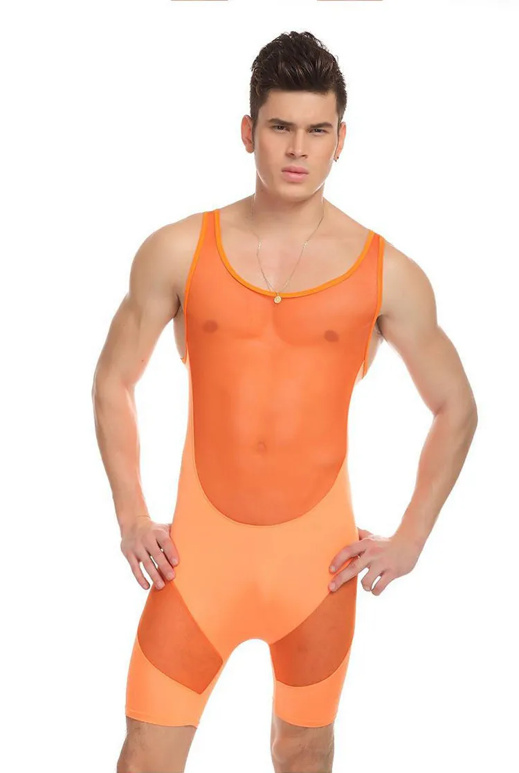 Комбинезон мужской тонкий прозрачный пикантное нижнее белье для похудения