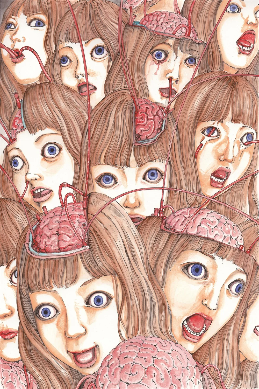 Shintaro Kago Постер из человеческого трубопровода Классическая винтажная ретро