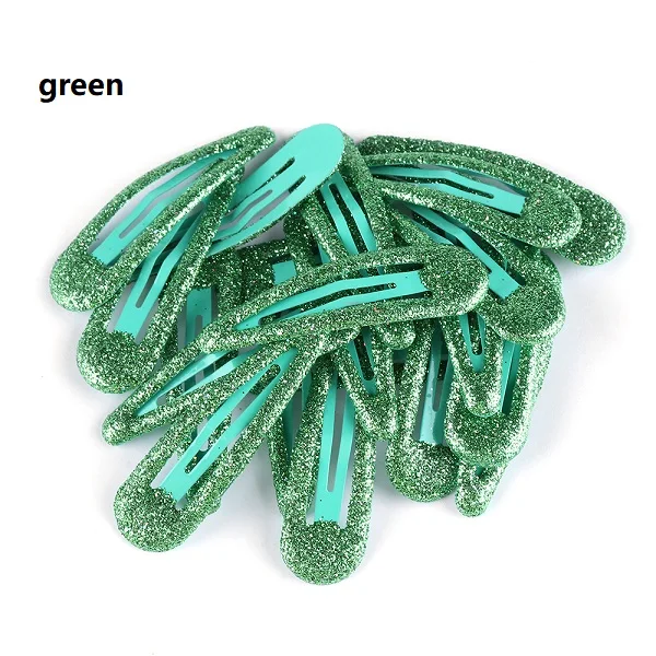 green 20 шт. блестящие заколки для волос, заколки для волос для детей, Детский зажим для волос, заколки для волос для маленьких девочек, аксессуары для волос, милые металлические заколки 5 см - Цвет: green
