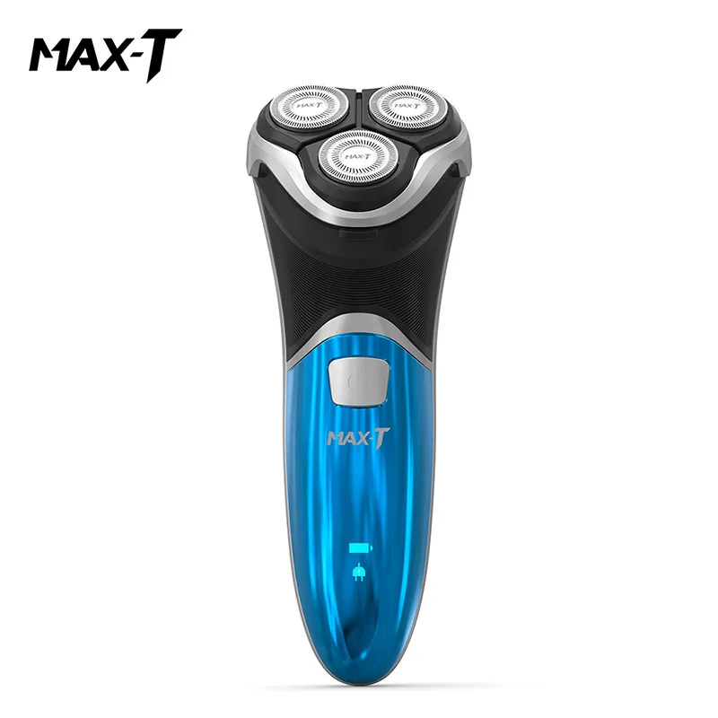 Синий MAX-T 100-240 в перезаряжаемая электробритва 3D с тройным плавающим лезвием бритвенные бритвы уход за лицом для мужчин триммер для бороды - Цвет: Синий