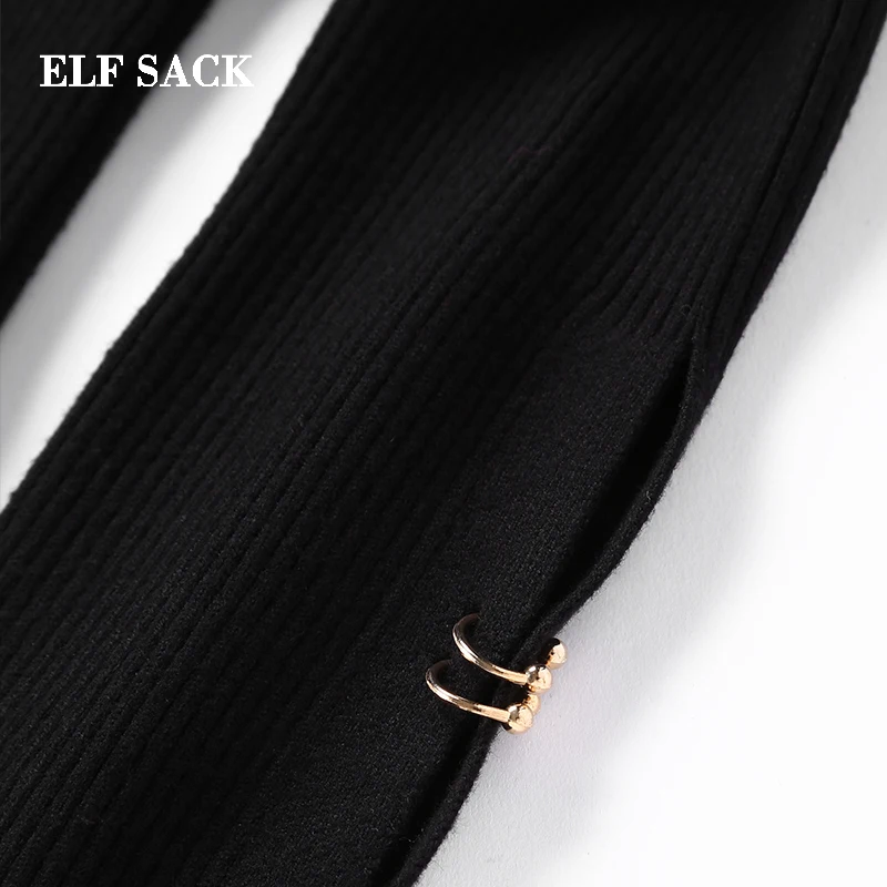 ELFSACK New Woman Sweater Solid Hand Knitted Casual Women Sweaters Turtleneck Full Short Purple Femme Pullovers Female Tops