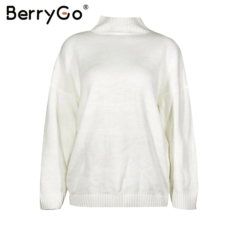 BerryGo Осень Женский водолазка вязаный пуловер Повседневный длинный рукав базовый