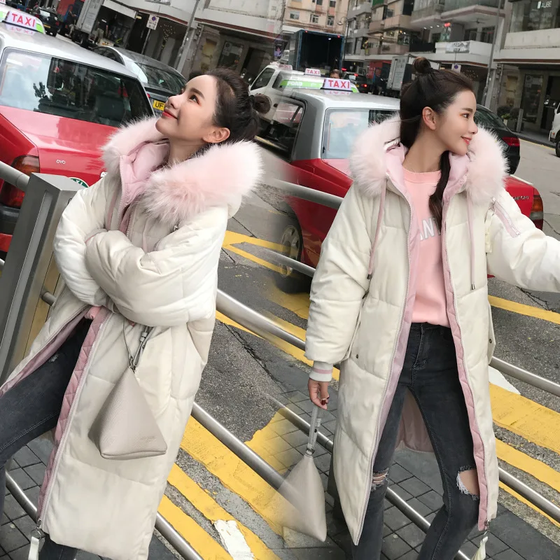 Новые зимние женские пуховики парки с капюшоном густым меховым воротником