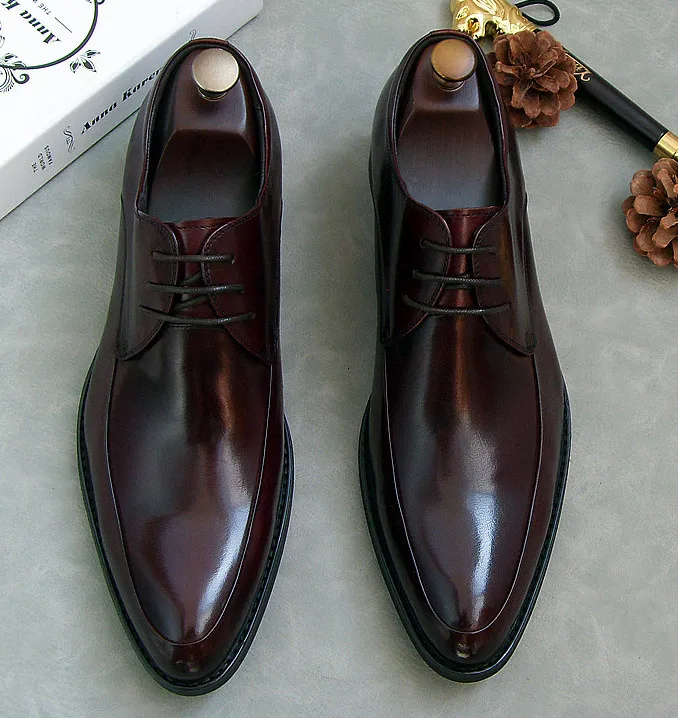 spring new fashion men pointed toes leather shoes male england style lace up leather shoes male wedding shoes free shipping
