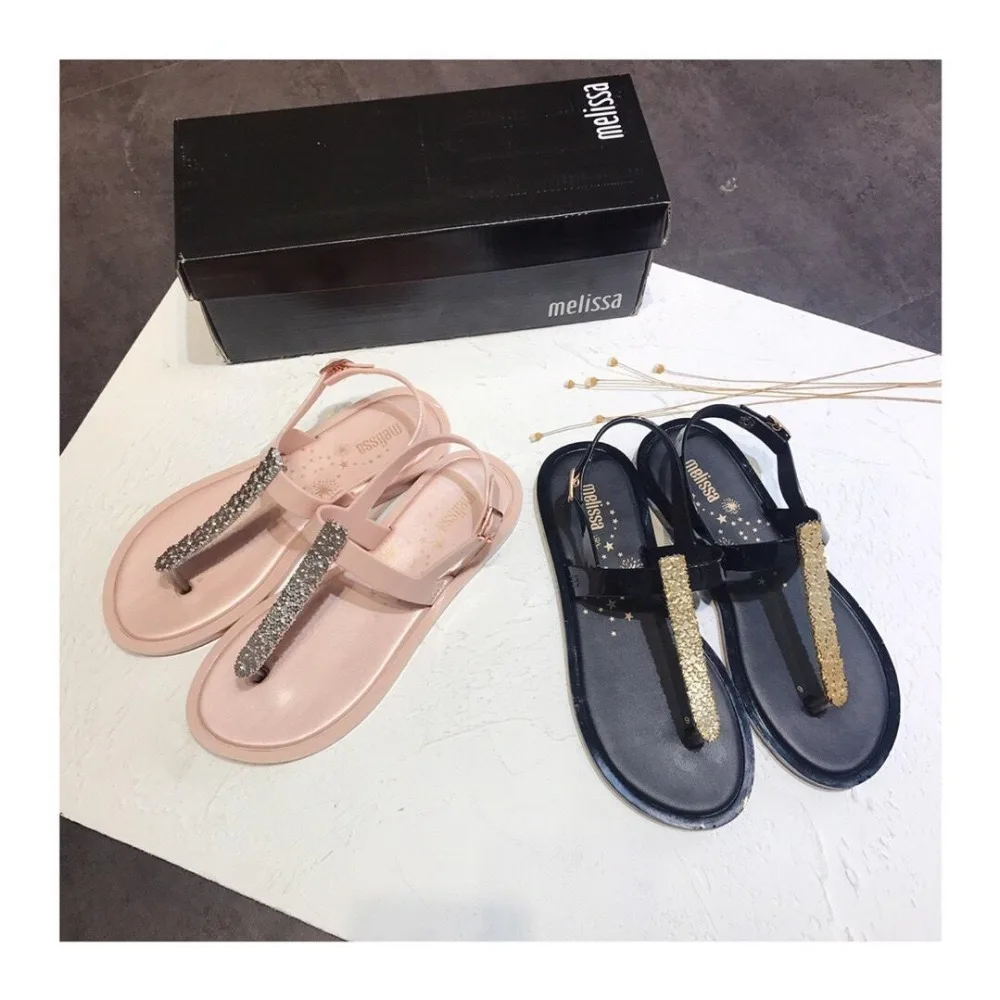 Новинка года; женские босоножки Melissa; Новинка года; Блестящие Босоножки на толстой платформе с кристаллами; сандалии Melissa; Лидер продаж; пляжная обувь для женщин; размеры США 5-8