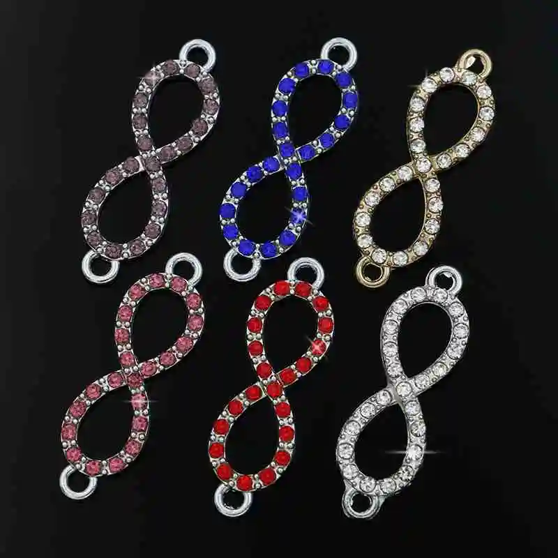 JAKONGO посеребренные Love Infinity коннекторы с кристаллами для изготовления ювелирных изделий браслет ювелирных изделий Аксессуары DIY 33x11 мм - Цвет: mixed