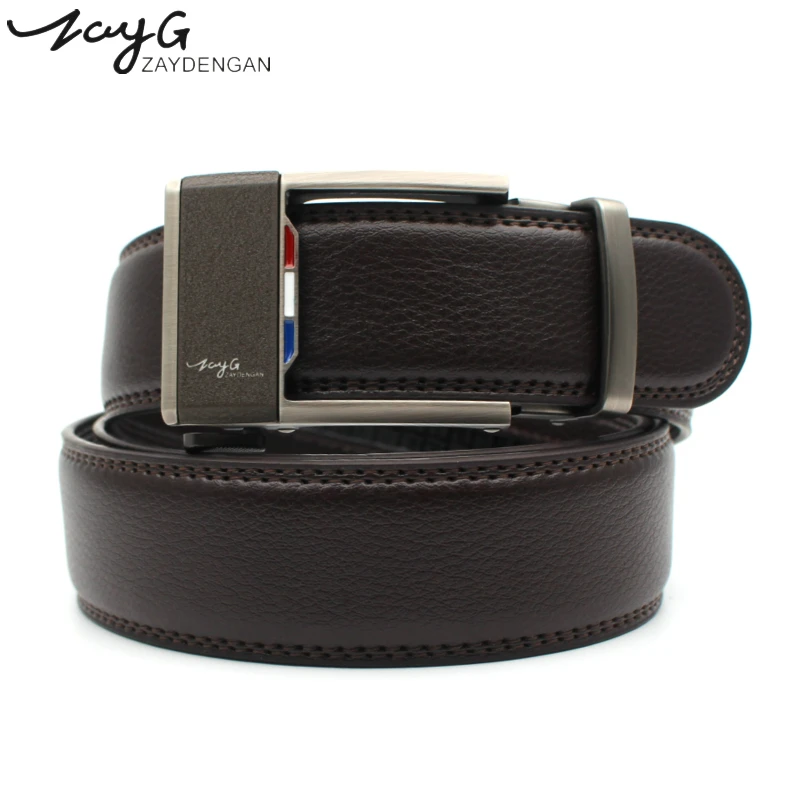 

ZAYG Designers Men Alloy Automatic Buckle Belts Men Genuine High Quality Brown Black Leather Luxury Leisure Belts Jeans Belt