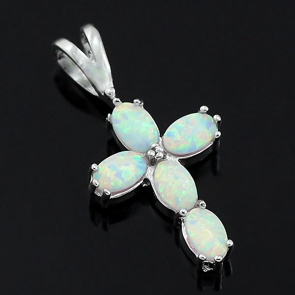 Подвеска haimi белая синяя огненный Опаловый камень крестообразный дизайн для