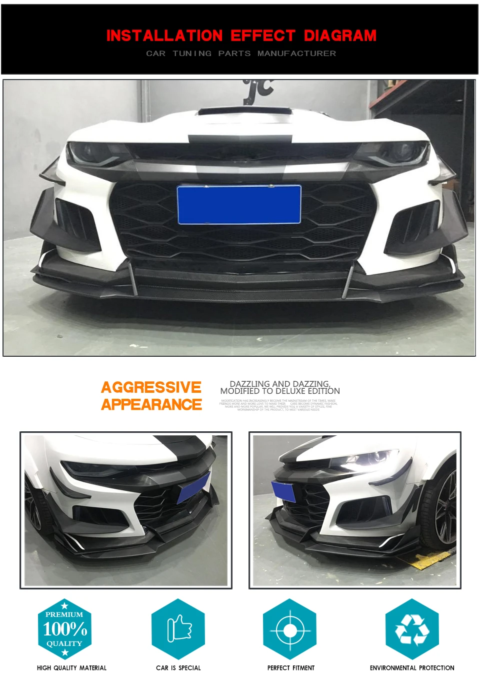 Углеродное волокно/FRP передний бампер для Chevrolet Camaro- передний бампер спойлер обвес