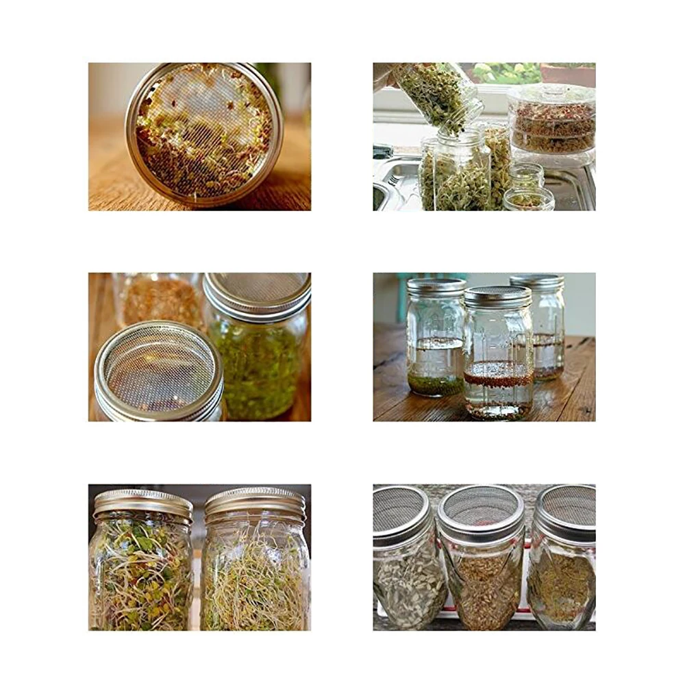 4 Упаковка нержавеющая сталь набор крышек для проращивания с 2 пакетами стойки