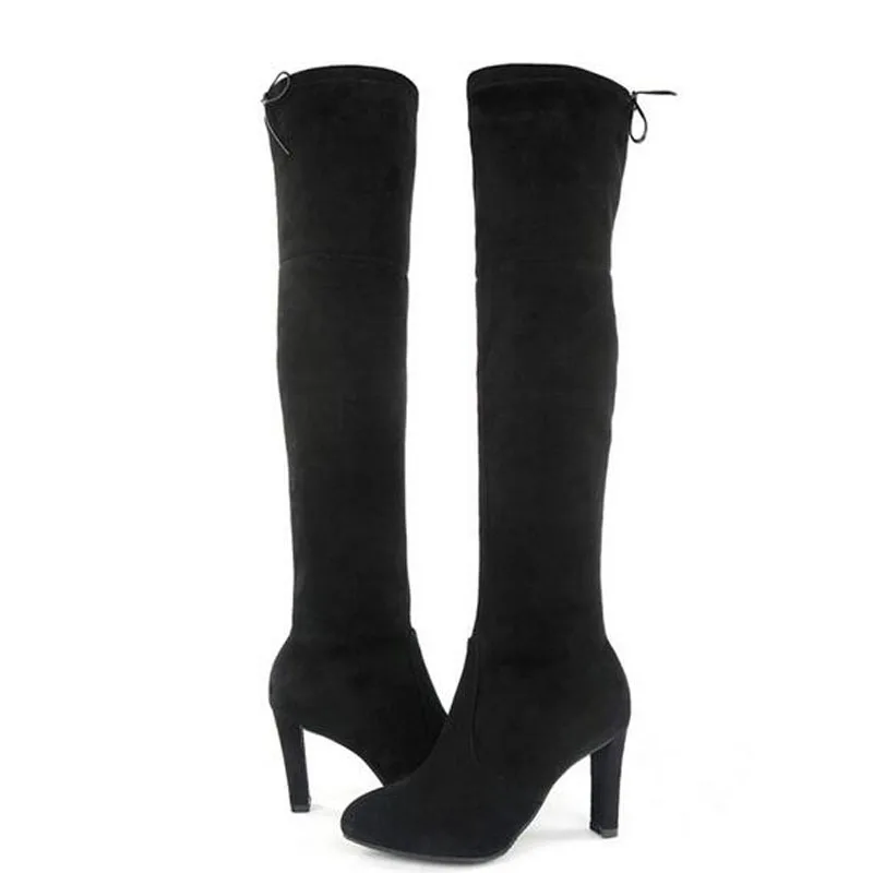 Сапоги ботфорты женские замшевые на высоком каблуке|Ботфорты| |