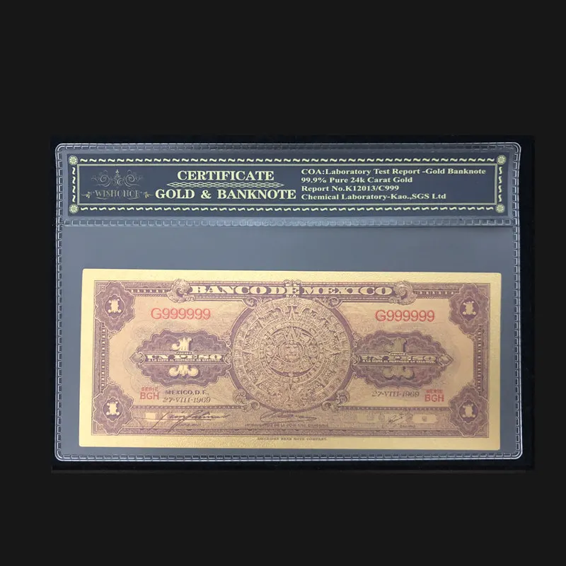 Горячая Распродажа для 1969 года мексиканские золотые банкноты 1 доллар в 24