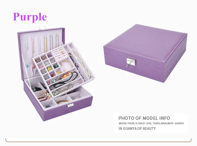 purple Стиль, креативная шкатулка для хранения сережек, модная кожаная шкатулка для драгоценностей, конфет, узор, первоклассный кожаный держатель для ювелирных изделий - Цвет: purple