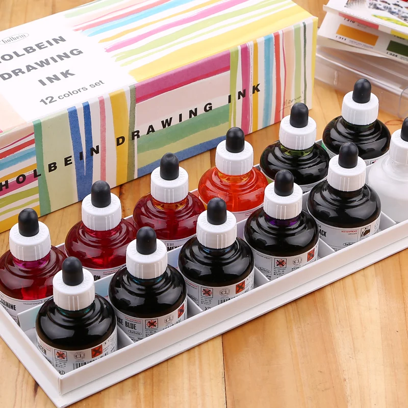Новый продукт водостойкие comics акварельные чернила пигментные 12 цветов 30 мл