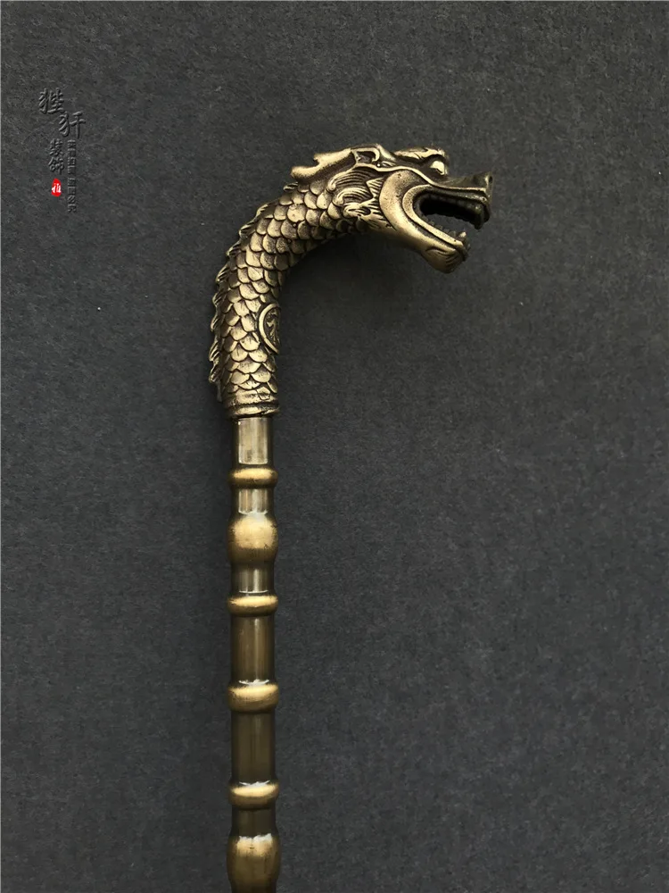 Латунные статуи Loong crutch head из чистой меди архаизатные костыли тростниковые клещи