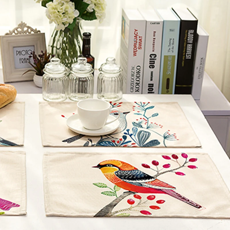 Новые коврики трендовые с принтом птиц для укладки обеденной тарелки ручная